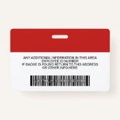 Aangepaste werknemer - Foto, streepjescode, Logo, Badge (Achterkant)