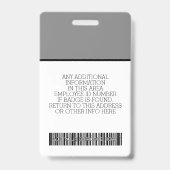 Aangepaste werknemer - foto, streepjescode, logo, badge (Achterkant)
