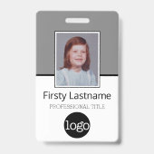 Aangepaste werknemer - foto, streepjescode, logo, badge (Voorzijde)