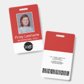 Aangepaste werknemer - Foto, streepjescode, Logo,  Badge (Voor- en achterkant)