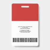 Aangepaste werknemer - Foto, streepjescode, Logo,  Badge (Achterkant)