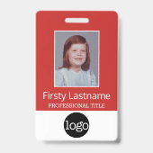 Aangepaste werknemer - Foto, streepjescode, Logo,  Badge (Voorkant)