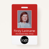 Aangepaste werknemer - Foto, streepjescode, Logo,  Badge (Voorkant)