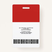 Aangepaste werknemer - Foto, streepjescode, Logo,  Badge (Achterkant)