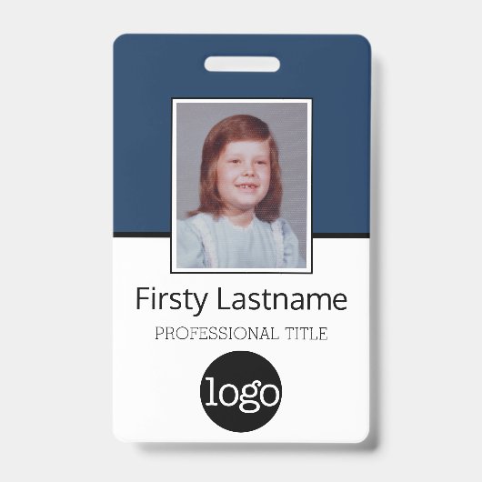 Aangepaste werknemer - Foto, streepjescode, Logo,  Badge (Front)