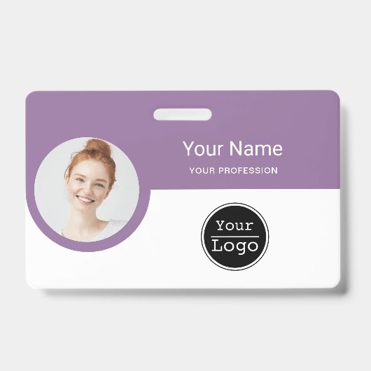 Aangepaste Werknemer - Foto, streepjescode, logo,  Badge (Voorzijde)