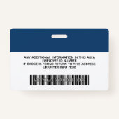 Aangepaste werknemer - Foto, streepjescode, Logo, Badge (Achterkant)