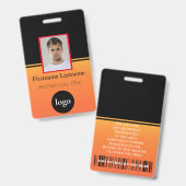 Aangepaste werknemer - Foto, streepjescode, Logo,  Badge (Voor- en achterkant)
