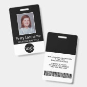 Aangepaste werknemer - Foto, streepjescode, Logo,  Badge (Voor- en achterkant)