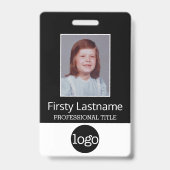 Aangepaste werknemer - Foto, streepjescode, Logo,  Badge (Voorkant)