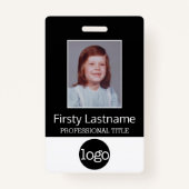 Aangepaste werknemer - Foto, streepjescode, Logo,  Badge (Voorkant)