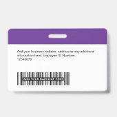 Aangepaste werknemer - Foto, streepjescode, Logo, Badge (Achterkant)