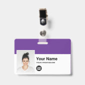 Aangepaste werknemer - Foto, streepjescode, Logo, Badge (Voorzijde met clip)