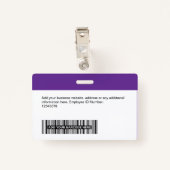 Aangepaste werknemer - Foto, streepjescode, Logo,  Badge (Achterkant met clip)