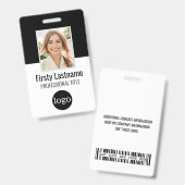 Aangepaste werknemer - Foto, streepjescode, Logo,  Badge (Voor- en achterkant)