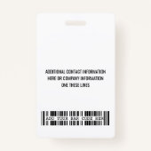 Aangepaste werknemer - Foto, streepjescode, Logo,  Badge (Achterkant)