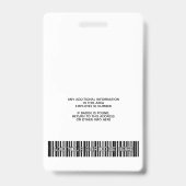 Aangepaste werknemer - Foto, streepjescode, Logo,  Badge (Achterkant)