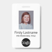 Aangepaste werknemer - Foto, streepjescode, Logo,  Badge (Voorzijde)