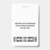 Aangepaste werknemer - Foto, streepjescode, Logo,  Badge (Achterkant)