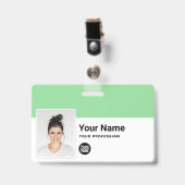 Aangepaste werknemer - Foto, streepjescode, Logo,  Badge (Voorkant met clip)