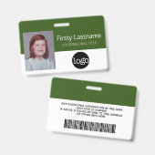 Aangepaste werknemer - Foto, streepjescode, Logo,  Badge (Voor- en achterkant)