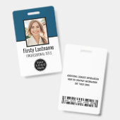 Aangepaste werknemer - Foto, streepjescode, Logo,  Badge (Voor- en achterkant)