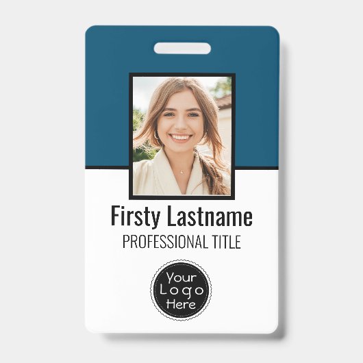 Aangepaste werknemer - Foto, streepjescode, Logo,  Badge (Voorkant)