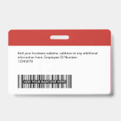 Aangepaste werknemer - Foto, streepjescode, Logo,  Badge (Achterkant)