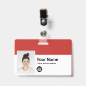 Aangepaste werknemer - Foto, streepjescode, Logo,  Badge (Voorzijde met clip)