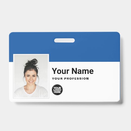 Aangepaste Werknemer - Foto, Streepjescode, Logo,  Badge (Voorzijde)