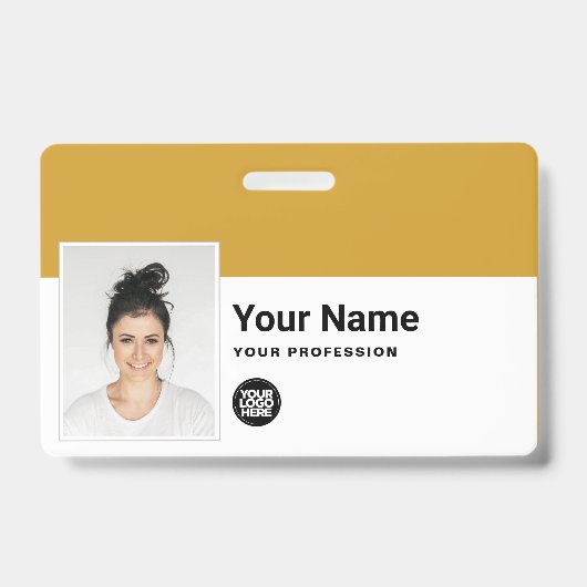 Aangepaste Werknemer - Foto, streepjescode, logo, Badge (Voorzijde)