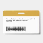Aangepaste Werknemer - Foto, streepjescode, logo, Badge (Achterkant)