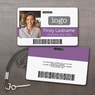 Aangepaste werknemer - foto, streepjescode, logo, badge