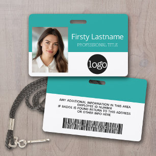 Aangepaste werknemer - Foto, streepjescode, Logo,  Badge