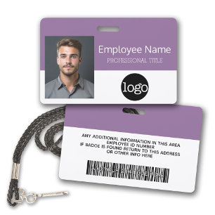 Aangepaste werknemer - foto, streepjescode, logo, badge