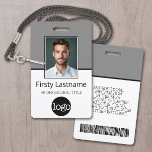 Aangepaste werknemer - foto, streepjescode, logo, badge