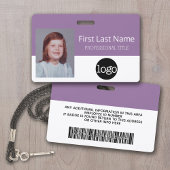 Aangepaste werknemer - Foto, streepjescode, Logo, Badge