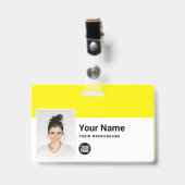 Aangepaste werknemer - Foto, streepjescode, Logo, Badge (Voorzijde met clip)