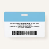 Aangepaste werknemer - Foto, streepjescode, Logo,  Badge (Achterkant)