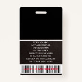 Aangepaste werknemer - Foto, streepjescode, Logo,  Badge (Achterkant)