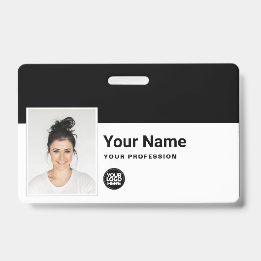 Aangepaste werknemer - foto, streepjescode, logo,  badge (Voorzijde)