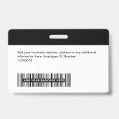Aangepaste werknemer - foto, streepjescode, logo,  badge (Achterkant)