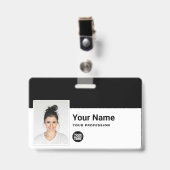 Aangepaste werknemer - foto, streepjescode, logo,  badge (Voorzijde met clip)