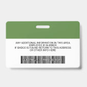 Aangepaste werknemer - Foto, streepjescode, Logo,  Badge (Achterkant)