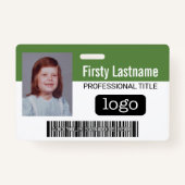 Aangepaste werknemer - Foto, streepjescode, Logo,  Badge (Voorkant)