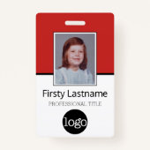 Aangepaste werknemer - Foto, streepjescode, Logo,  Badge (Voorkant)