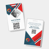Aangepaste werknemer - Foto, streepjescode, Logo,  Badge (Voor- en achterkant)