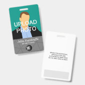 Aangepaste werknemer - Foto, streepjescode, Logo,  Badge (Voor- en achterkant)