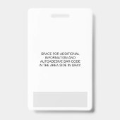 Aangepaste werknemer - Foto, streepjescode, Logo,  Badge (Achterkant)