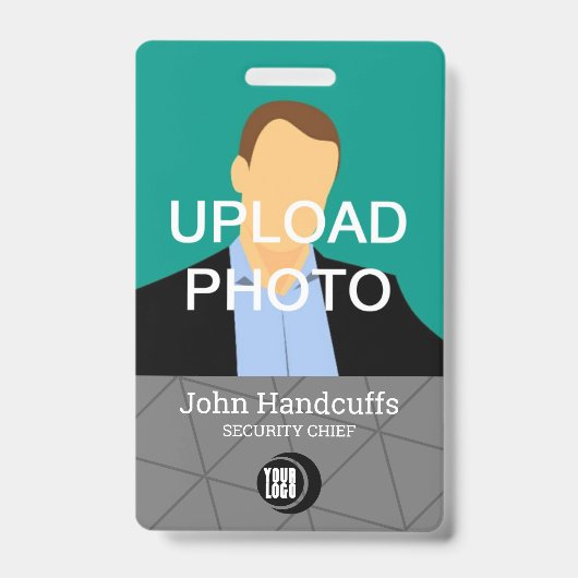 Aangepaste werknemer - Foto, streepjescode, Logo,  Badge (Voorkant)